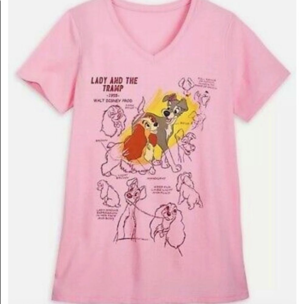 Disney Lady and the Tramp Pink Tee EUC Size 1X